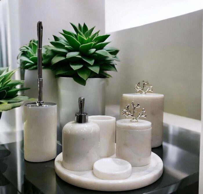 Afyon Gümüş Mermer 7’li Banyo Takımı Seti - Görsel 2